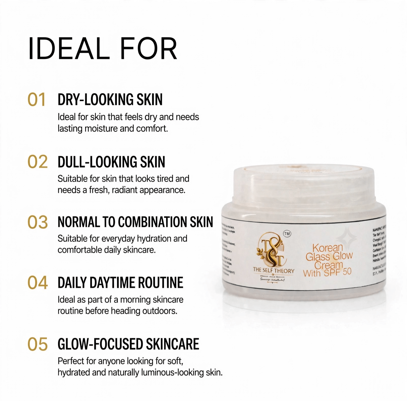 Korean Glass Glow Cream With SPF 50 - The Self Theory