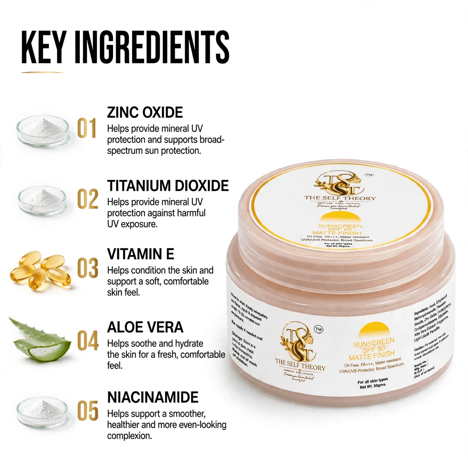 Sunscreen SPF 50 Matte Finish - The Self Theory