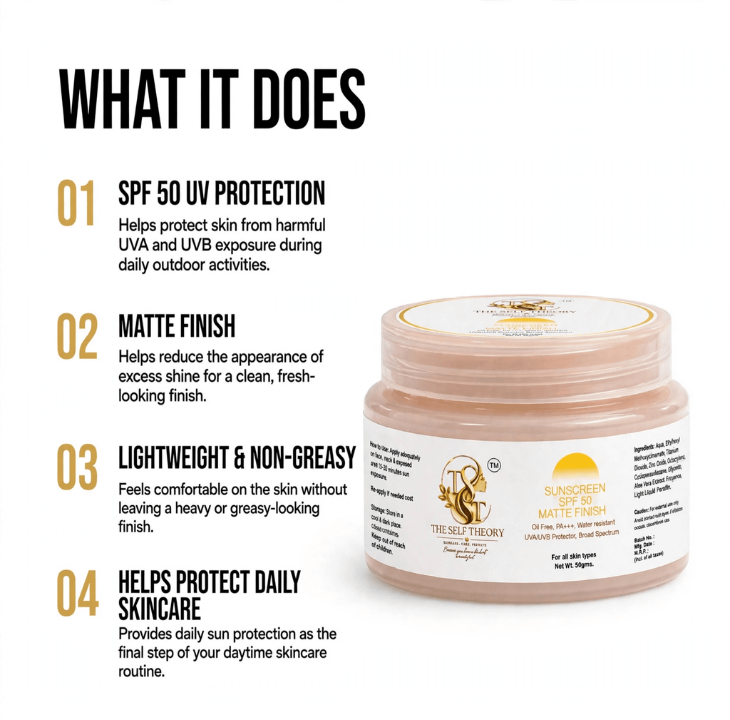 Sunscreen SPF 50 Matte Finish - The Self Theory